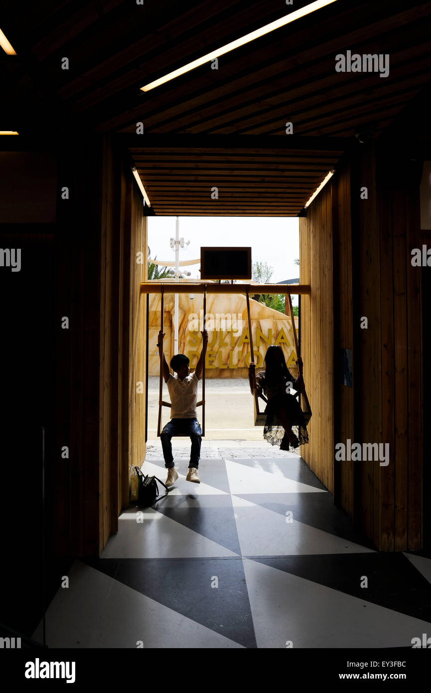 Italien Mailand Expo Pavillon Estland 2015, Architektur, Gebäude, Stadt, bunten, Bau, Europa, europäisch, Veranstaltung, Veranstaltungen, Stockfoto