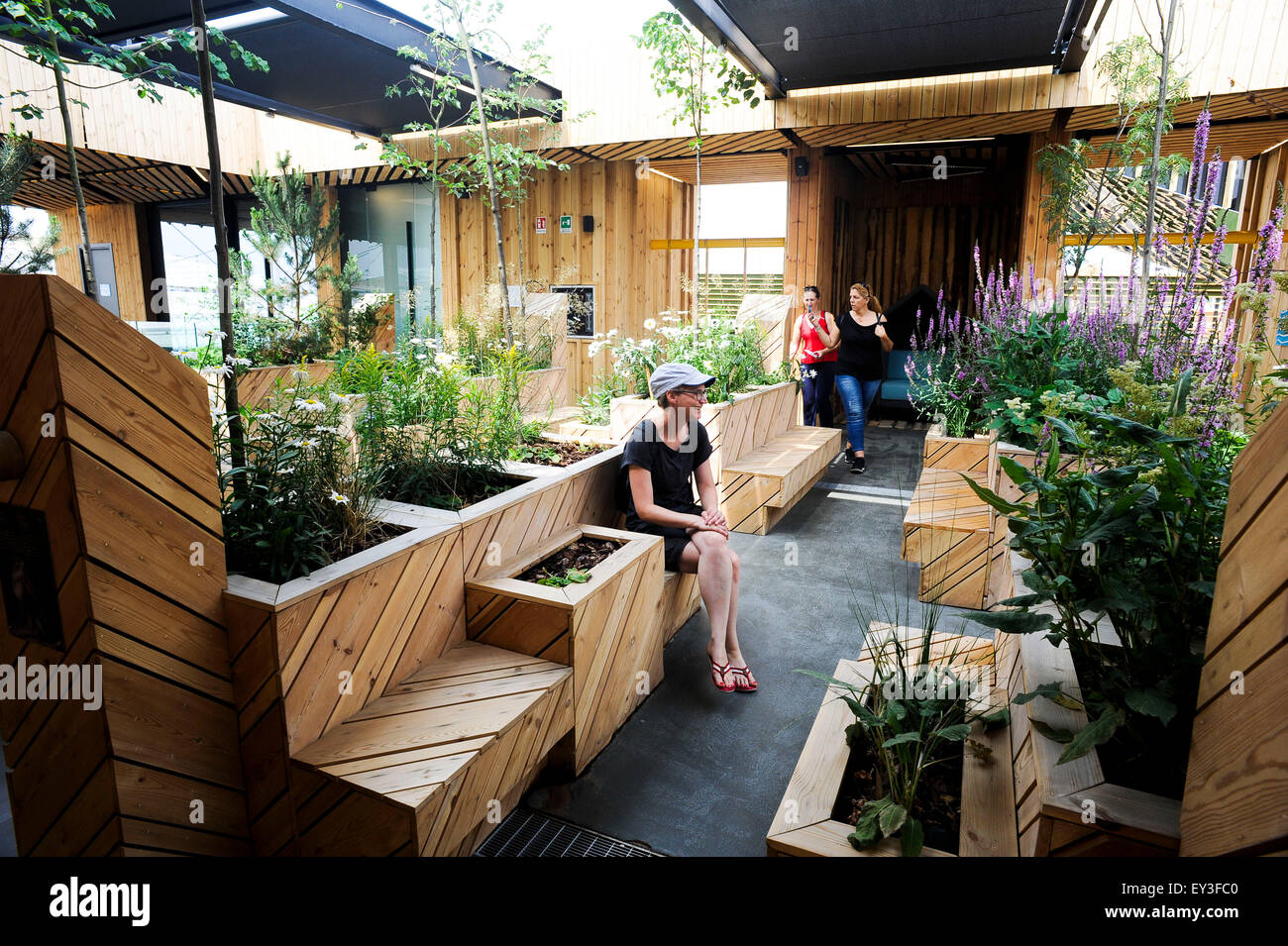 Italien Mailand Expo Pavillon Estland 2015, Architektur, Gebäude, Stadt, bunten, Bau, Europa, europäisch, Veranstaltung, Veranstaltungen, Stockfoto