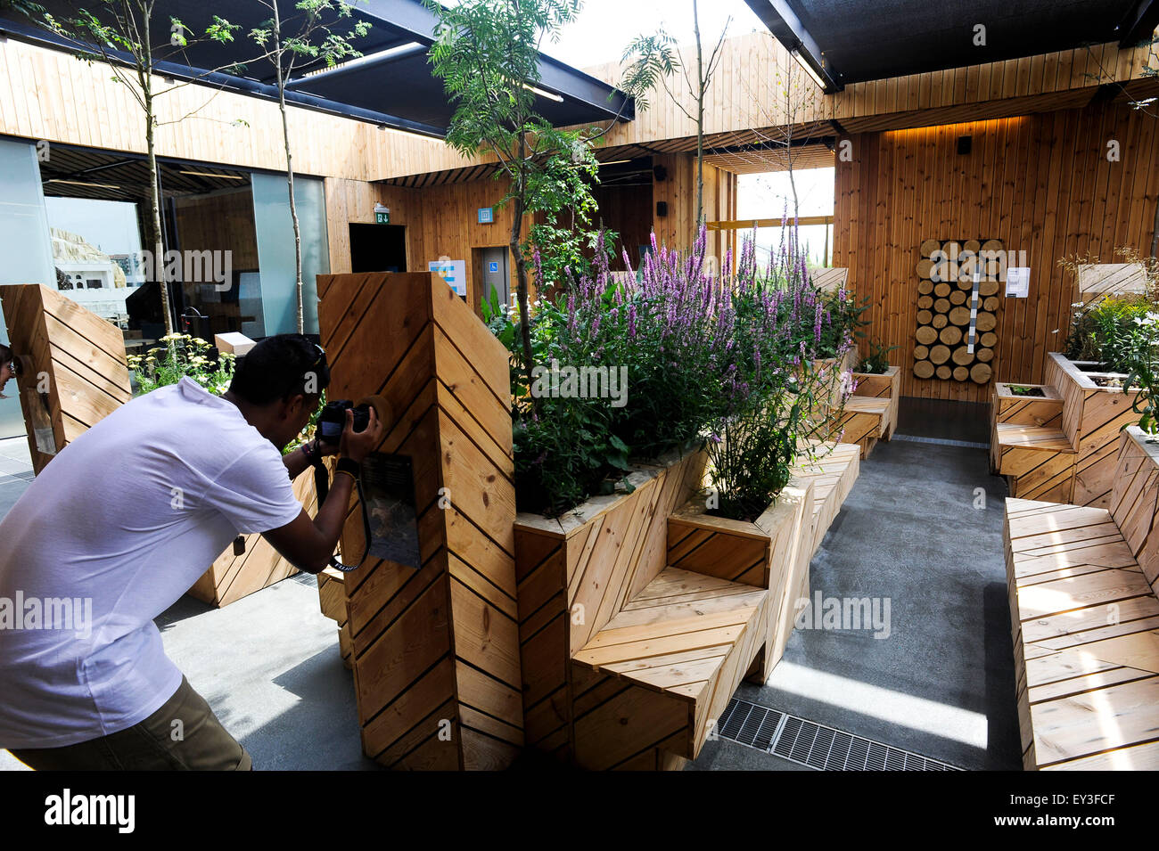 Italien Mailand Expo Pavillon Estland 2015, Architektur, Gebäude, Stadt, bunten, Bau, Europa, europäisch, Veranstaltung, Veranstaltungen, Stockfoto