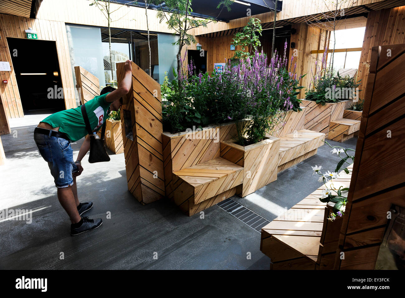 Italien Mailand Expo Pavillon Estland 2015, Architektur, Gebäude, Stadt, bunten, Bau, Europa, europäisch, Veranstaltung, Veranstaltungen, Stockfoto