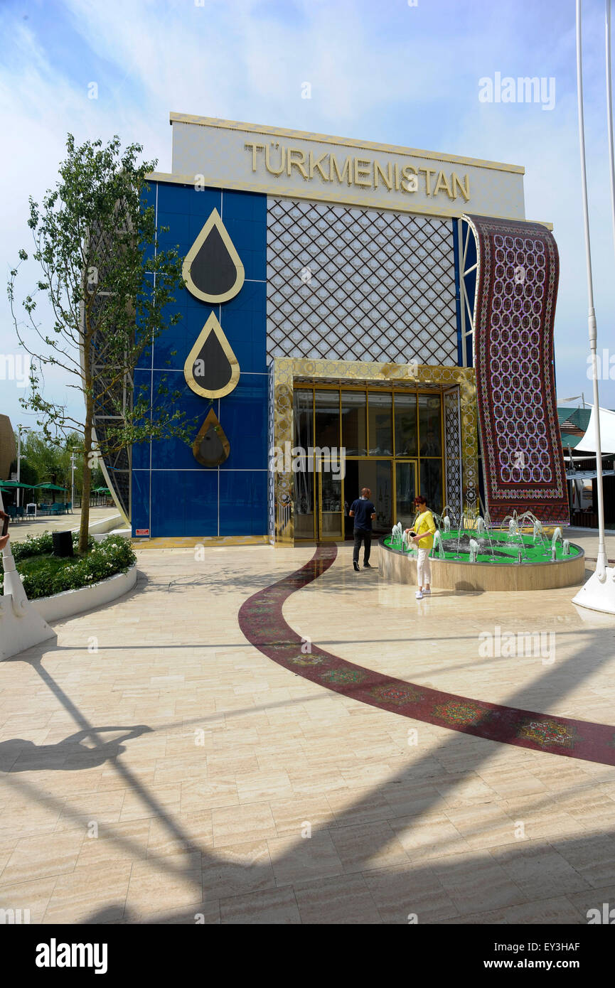 Italien Mailand Expo-Pavillon von Turkmenistan 2015, Architektur, Gebäude, Stadt, bunten, Bau, Europa, europäisch, Event, e Stockfoto