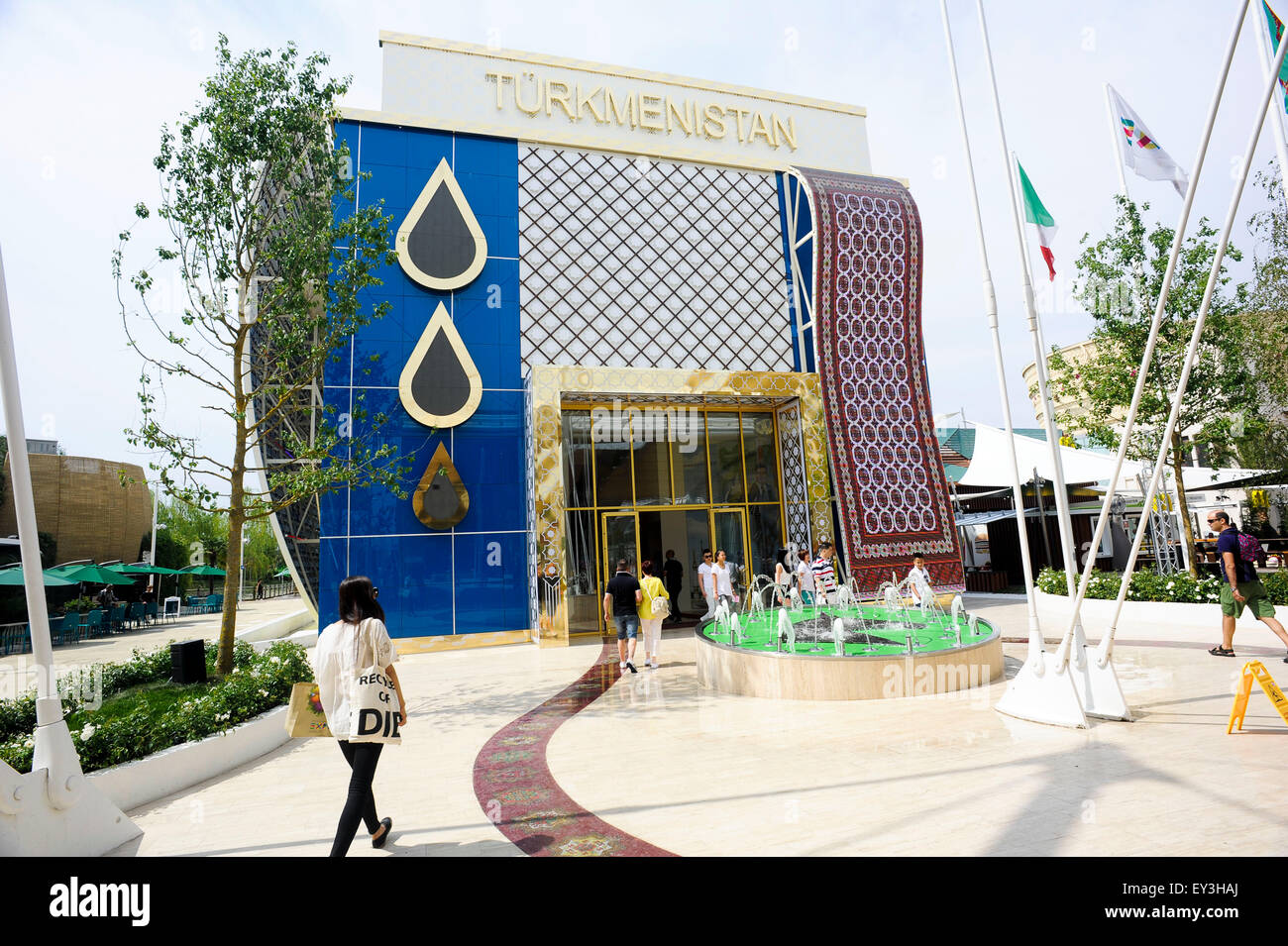 Italien Mailand Expo-Pavillon von Turkmenistan 2015, Architektur, Gebäude, Stadt, bunten, Bau, Europa, europäisch, Event, e Stockfoto