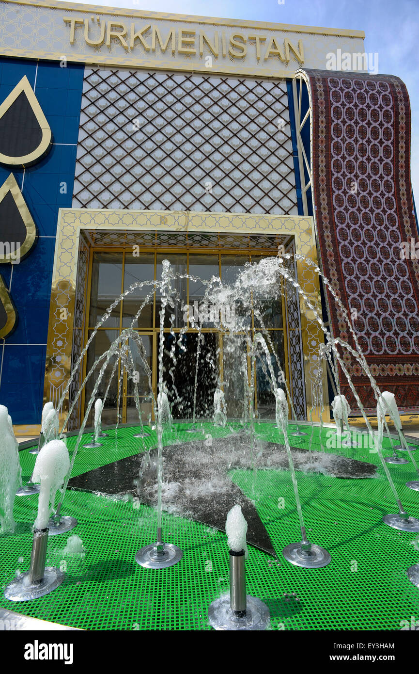 Italien Mailand Expo-Pavillon von Turkmenistan 2015, Architektur, Gebäude, Stadt, bunten, Bau, Europa, europäisch, Event, e Stockfoto