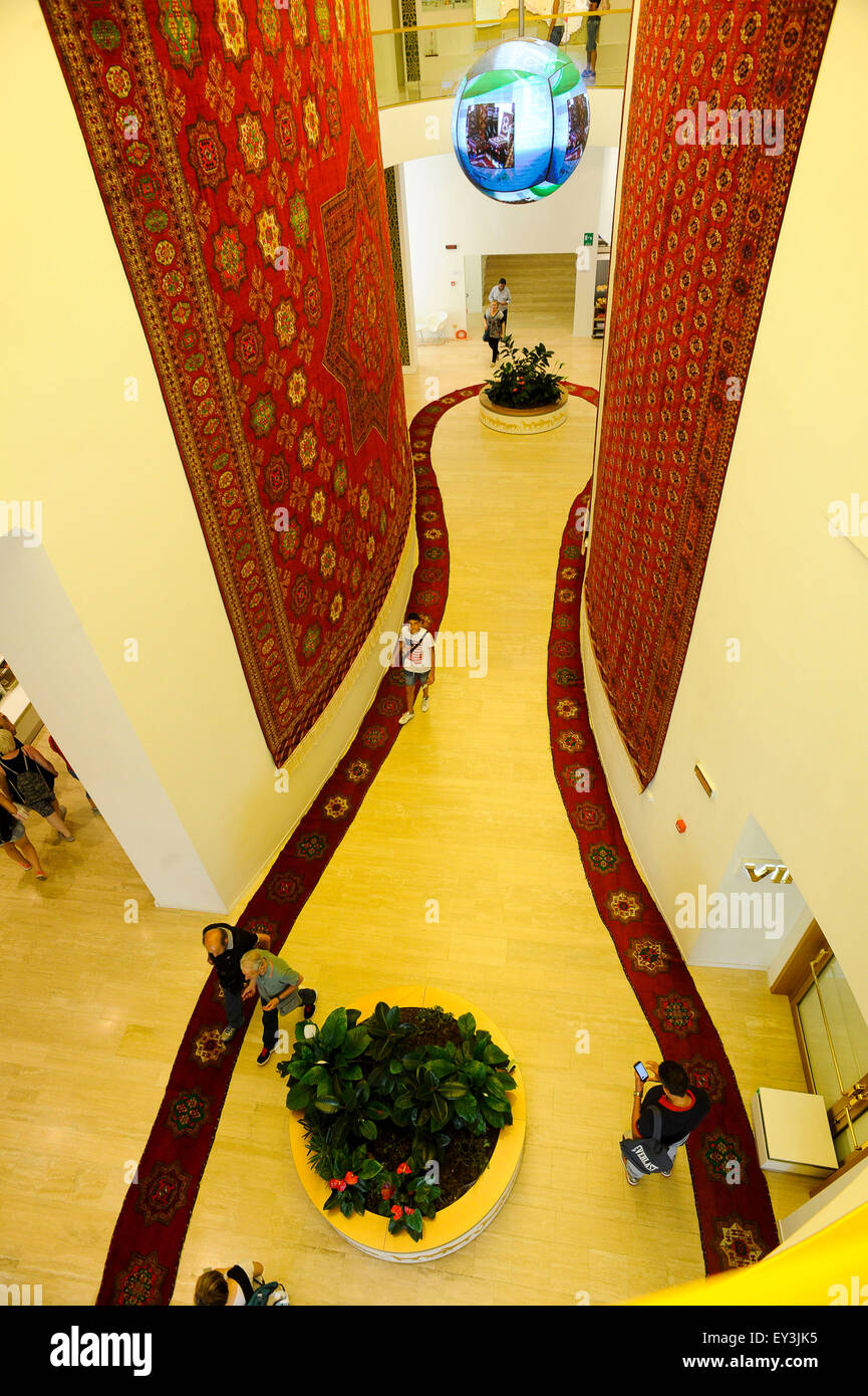 Italien Mailand Expo-Pavillon von Turkmenistan 2015, Architektur, Gebäude, Stadt, bunten, Bau, Europa, europäisch, Event, e Stockfoto