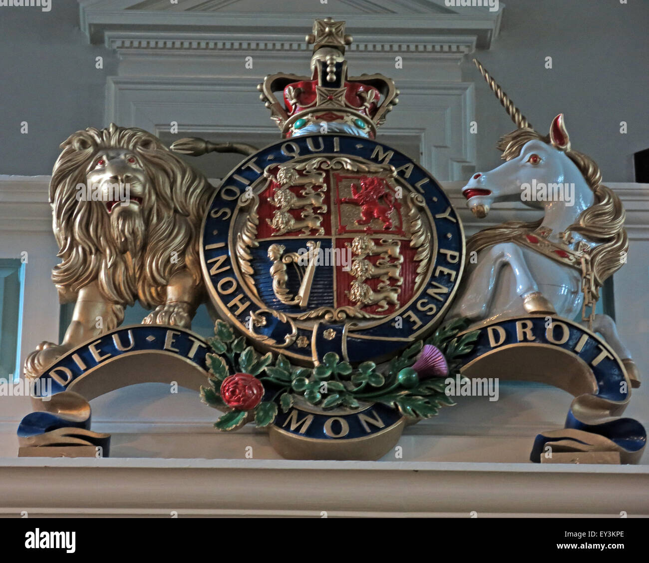 Kirche St. Cuthberts, Carlisle, Cumbria, England, UK Interieur-Dieu, et, Mo, Droit, Wappen Stockfoto
