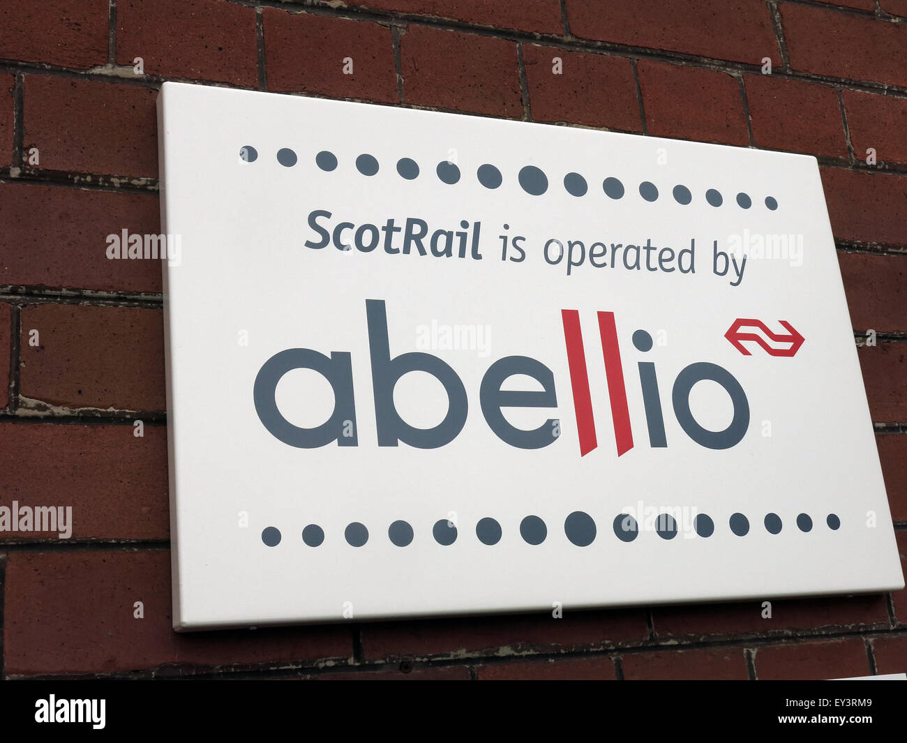 Annan Railway Schild, Dunfries & Galloway, Schottland, Großbritannien - Abellio Scotrail Stockfoto