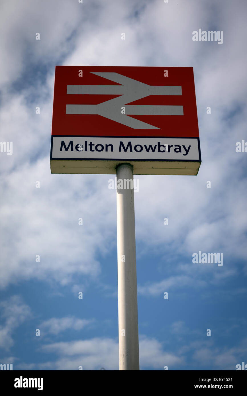 Melton Mowbray Train Station Zeichen Stockfoto