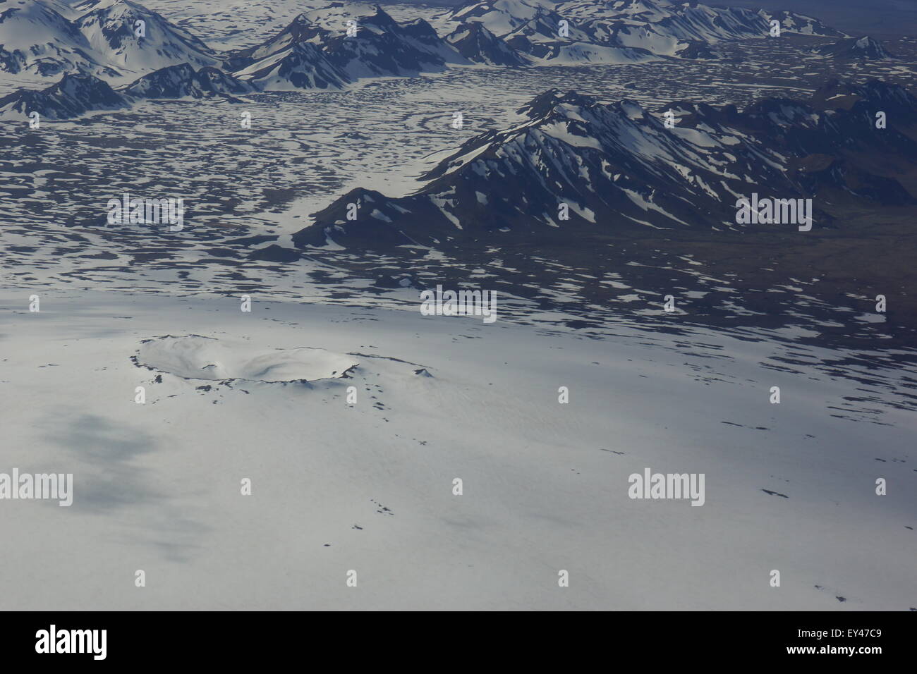 Areal Ansicht des Langjökull Eisfeld von Cessna 172 Stockfoto