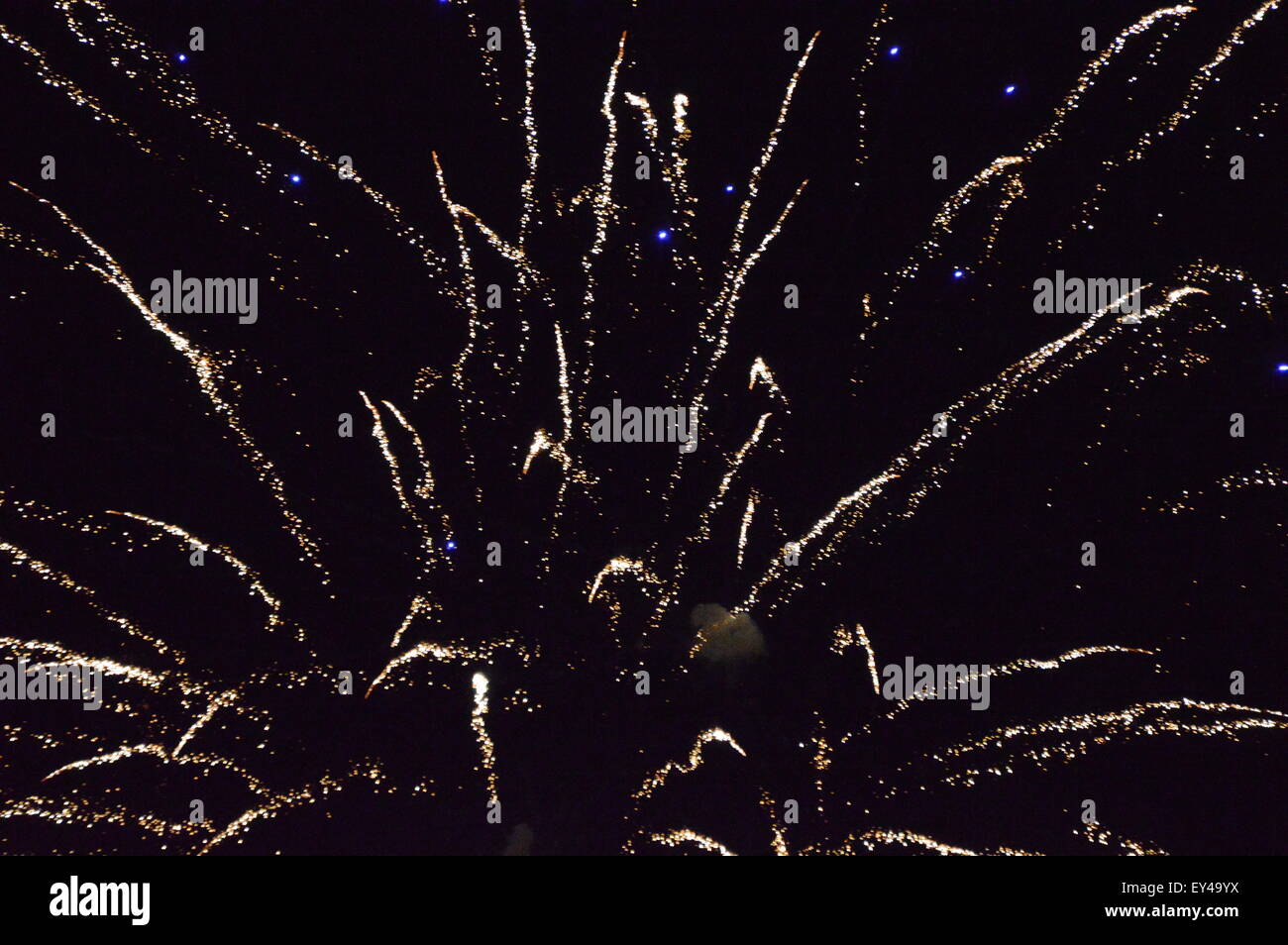 Feuerwerk auf dem Meer, Südfrankreich Stockfoto