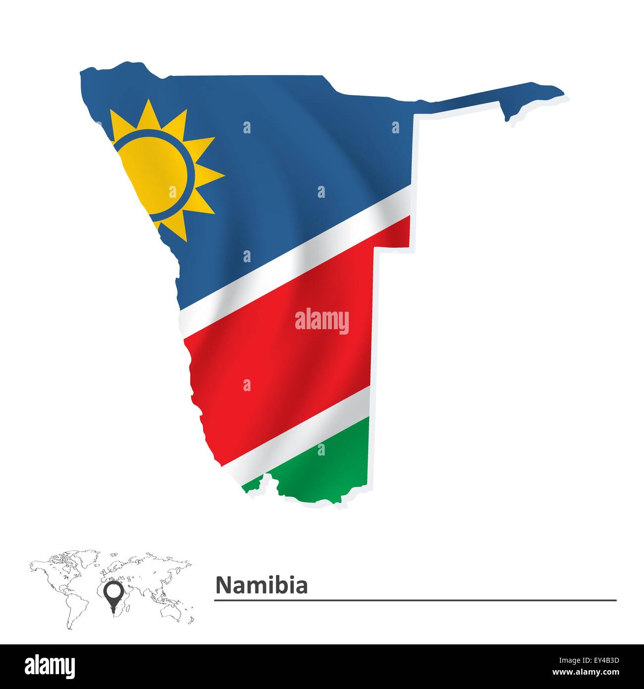 Karte von Namibia mit Fahne - Vektor-illustration Stock Vektor