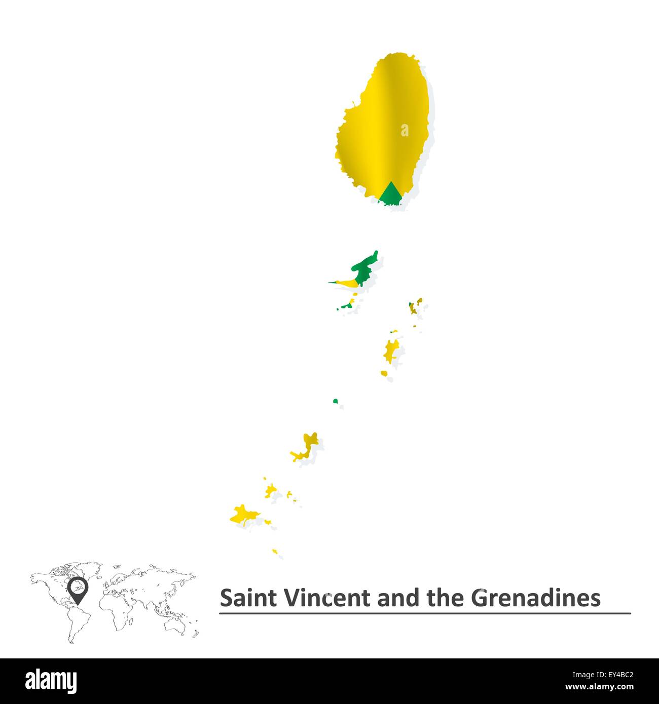 Karte von Saint Vincent und die Grenadinen mit Fahne - Vektor ...
