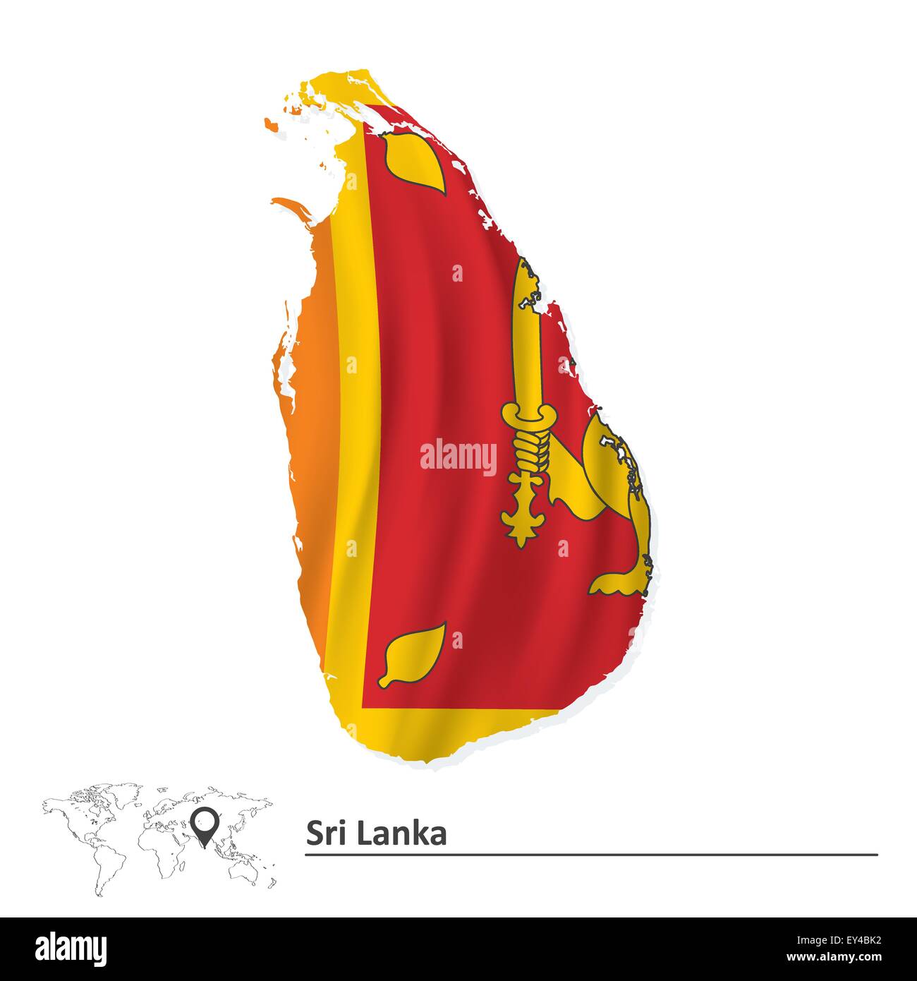 Karte von Sri Lanka mit Fahne - Vektor-illustration Stock Vektor