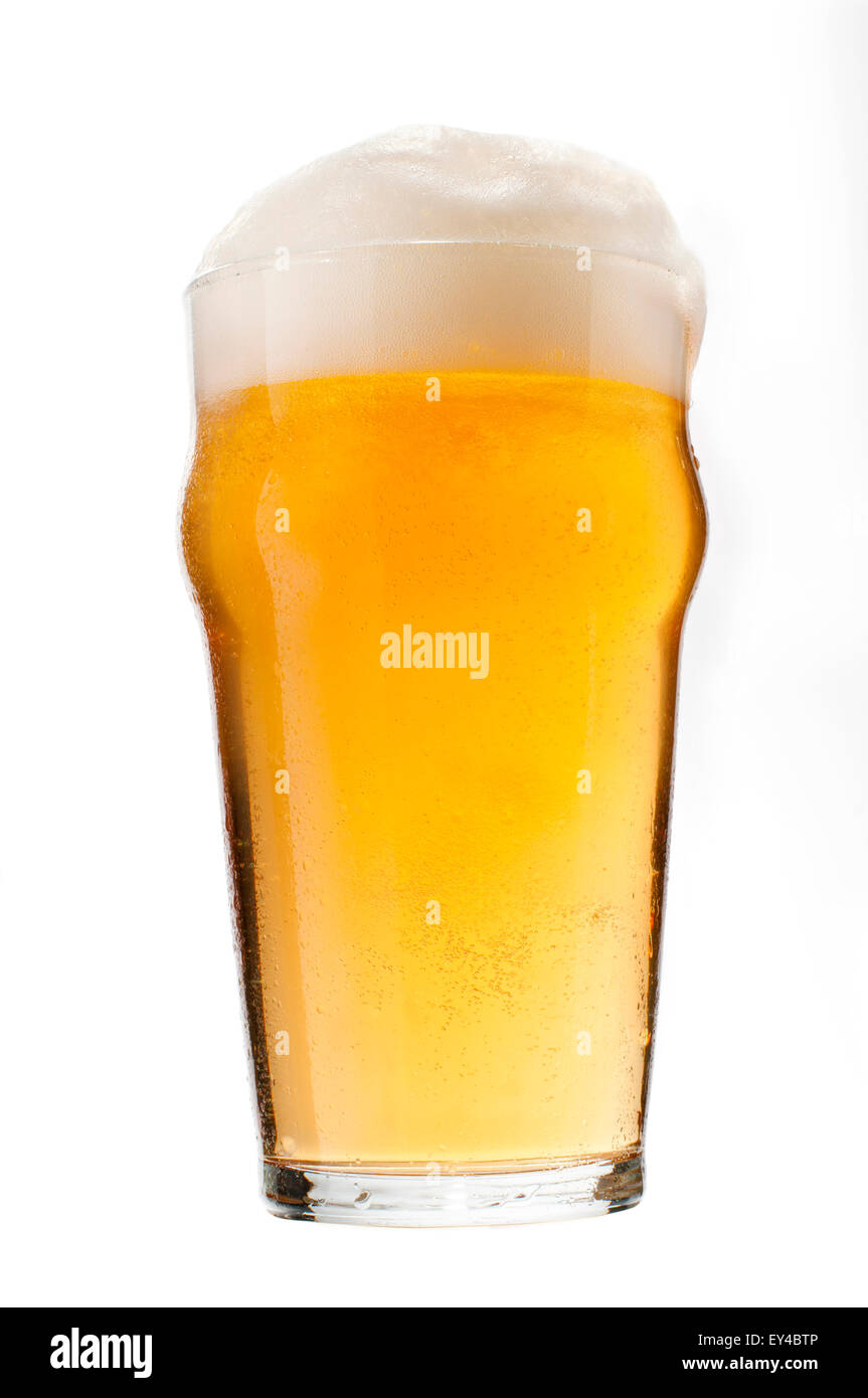 Glas Lagerbier mit Schaum Stockfoto