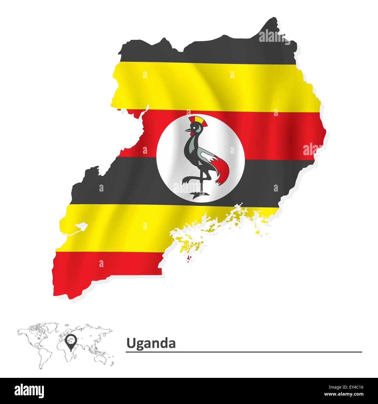 Karte von Uganda mit Fahne - Vektor-illustration Stock Vektor