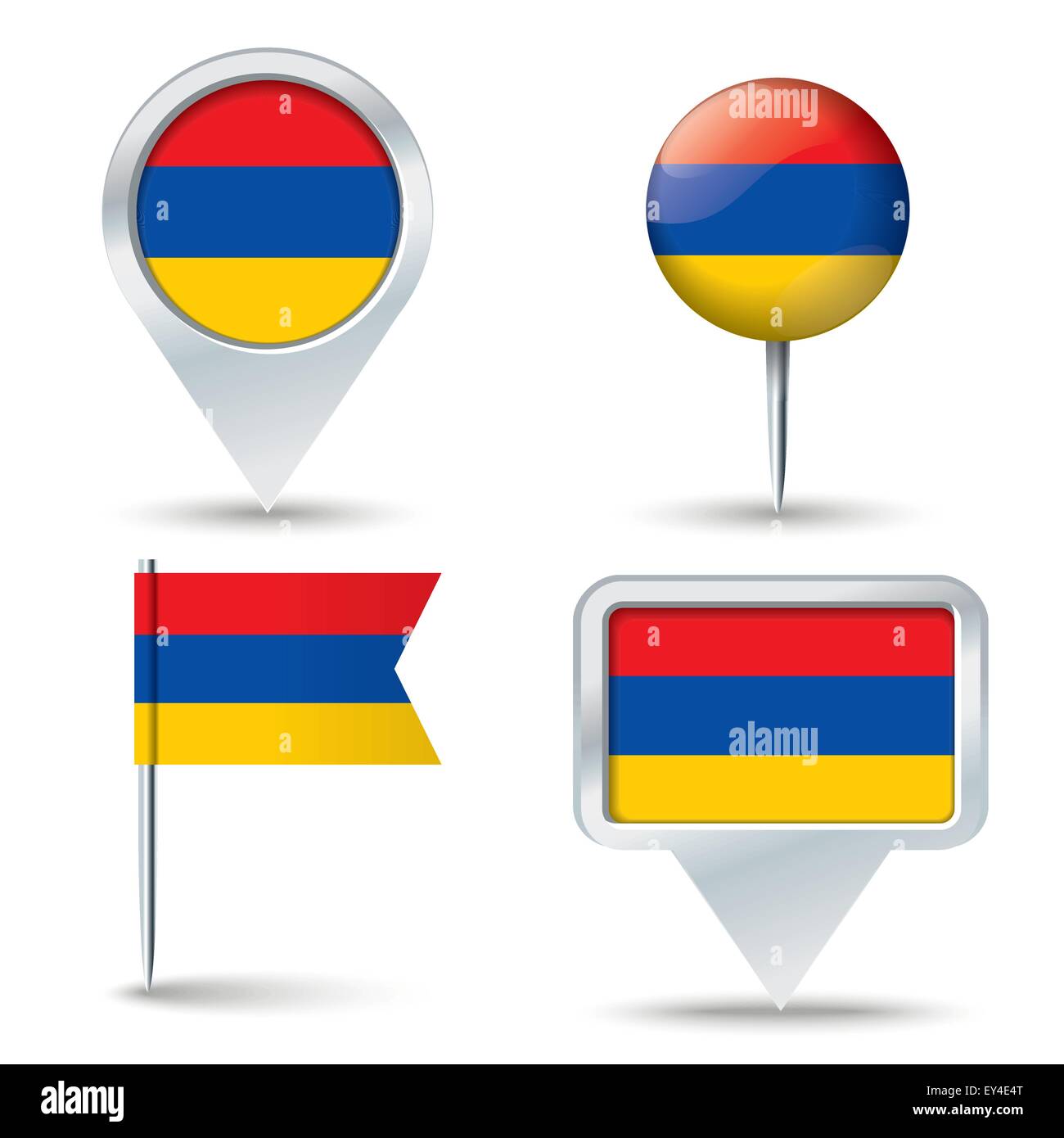 Karte-Pins mit Flagge Armeniens - Vektor-illustration Stock Vektor