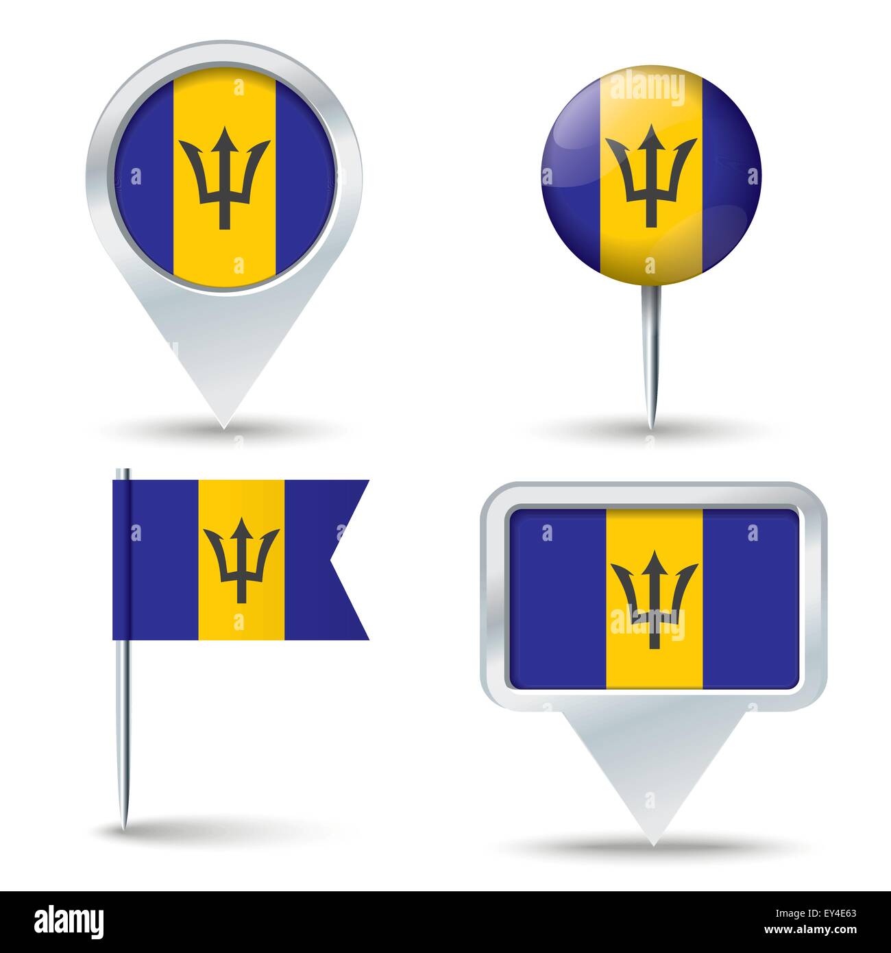 Karte-Pins mit Flagge von Barbados - Vektor-illustration Stock Vektor