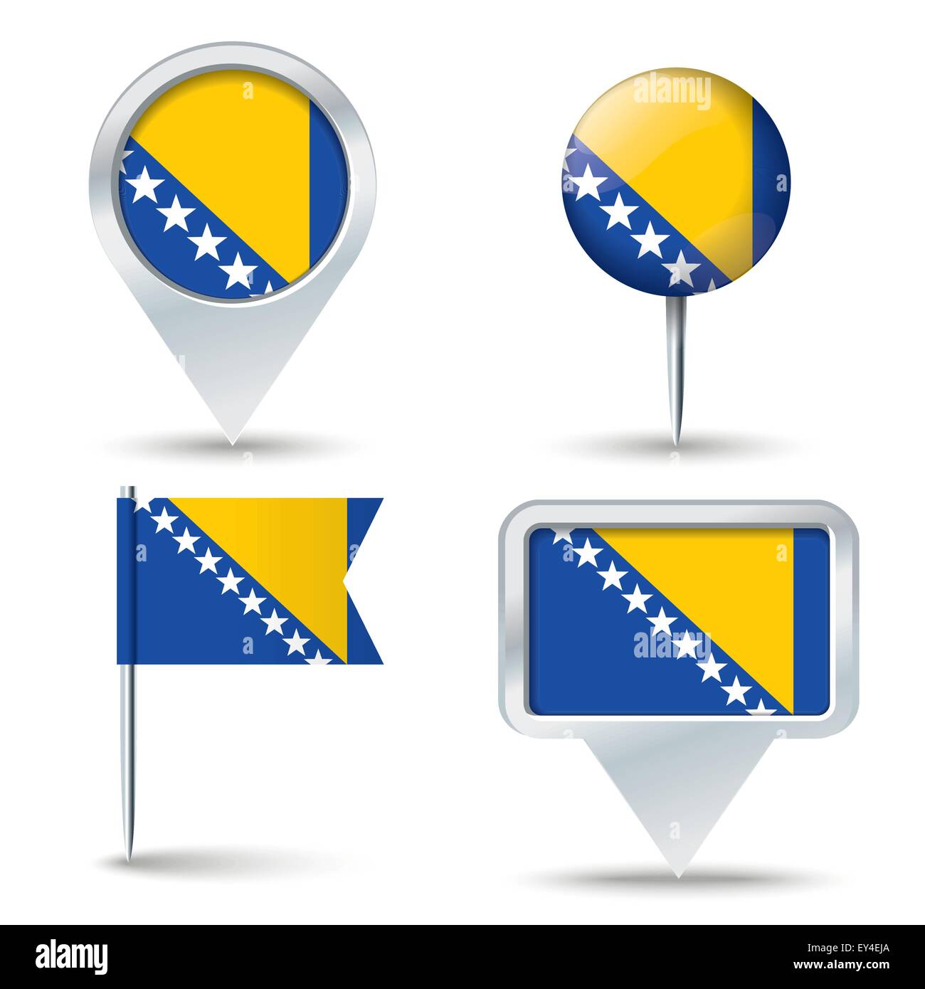 Karte-Pins mit Flagge von Bosnien und Herzegowina - Vektor-illustration Stock Vektor