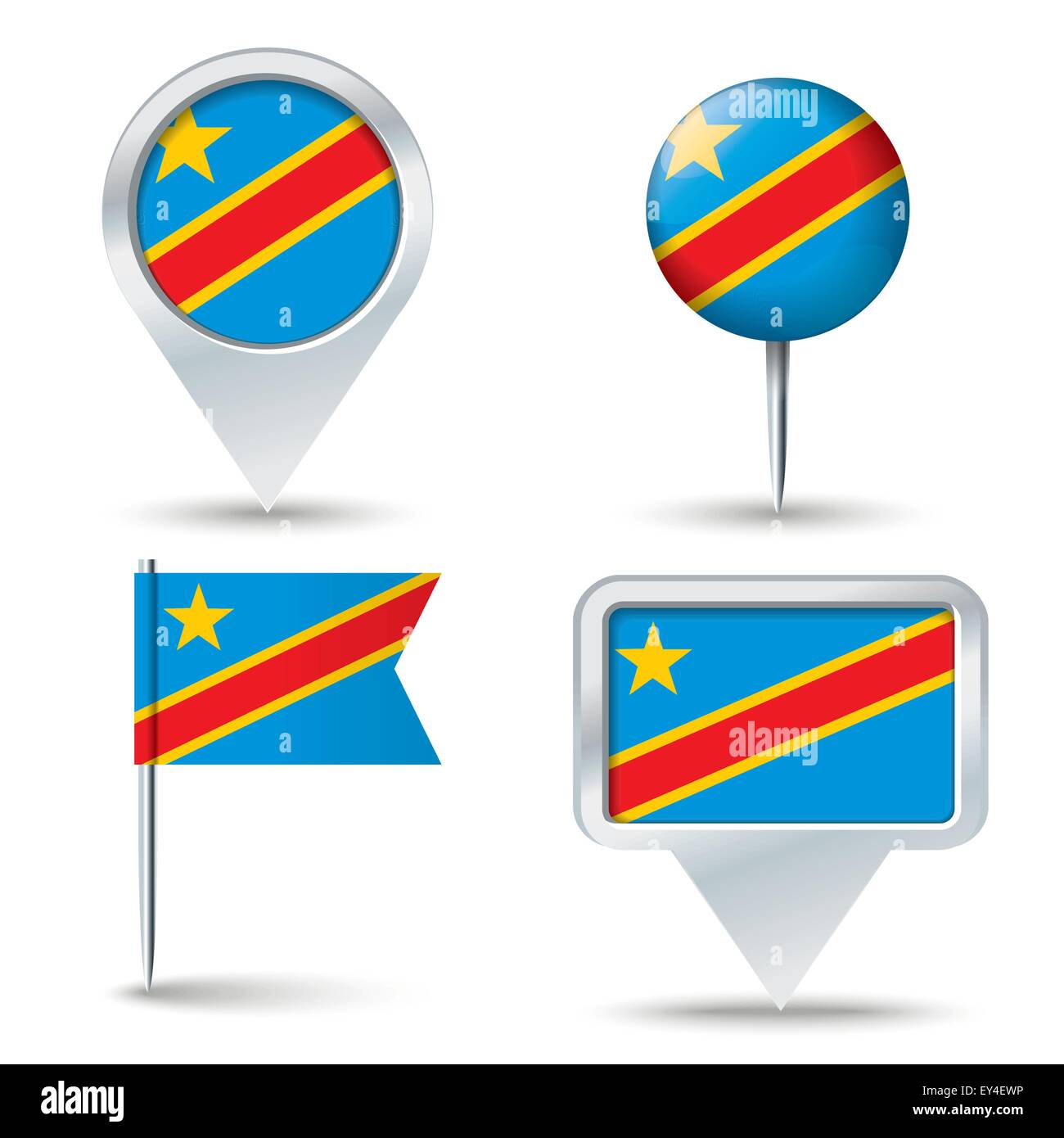 Karte-Pins mit Flagge Kongo (DRK) - Vektor-illustration Stock Vektor