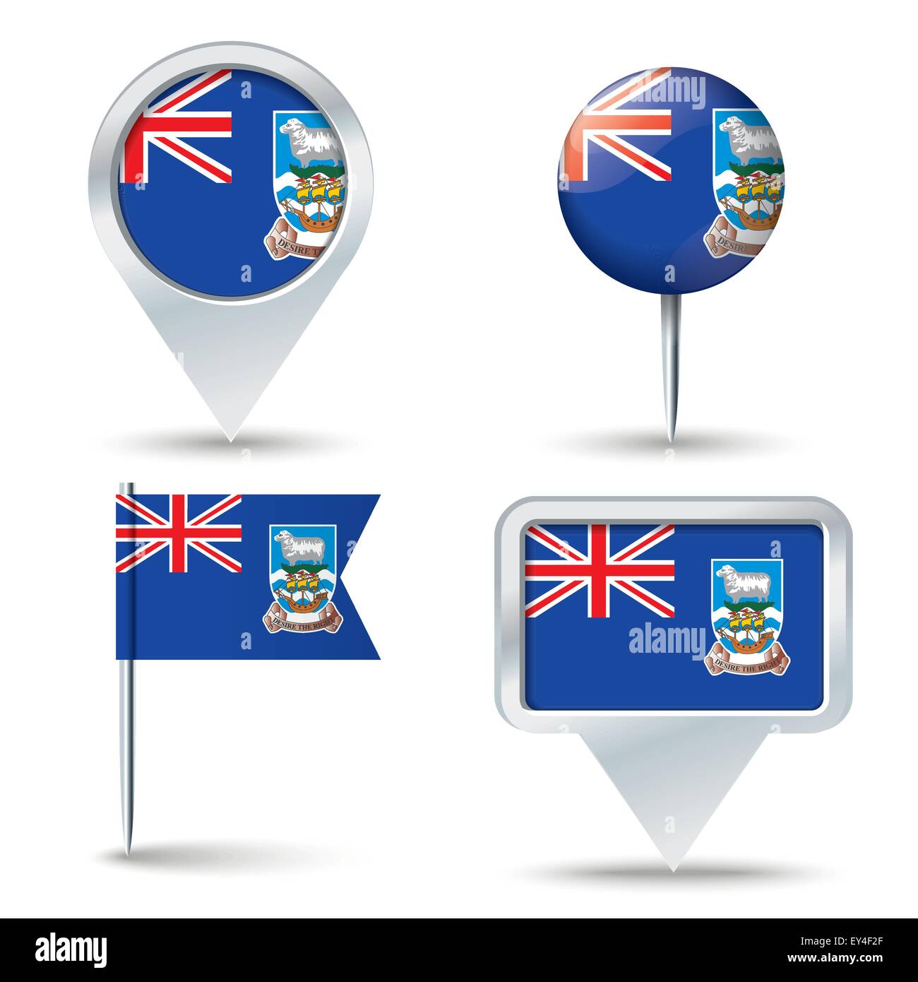 Karte-Pins mit Flagge der Falklandinseln - Vektor-illustration Stock Vektor