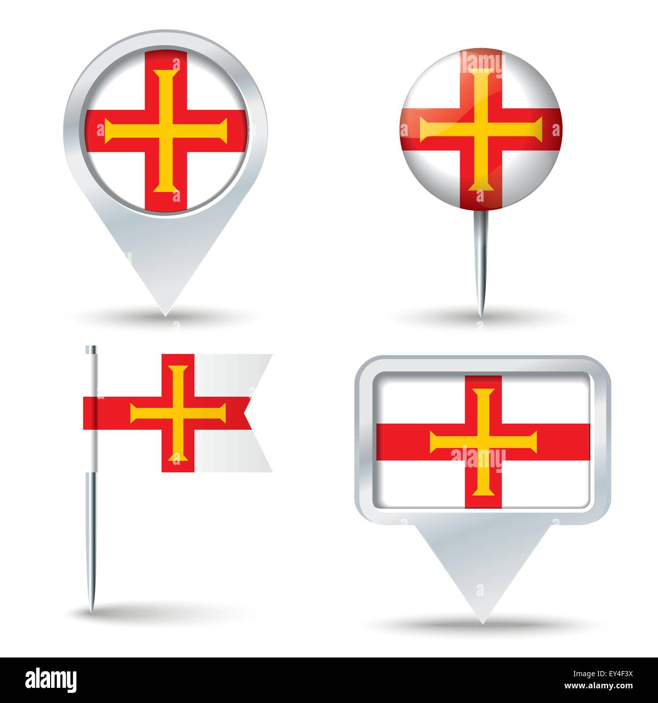 Karte-Pins mit Flagge von Guernsey - Vektor-illustration Stock Vektor