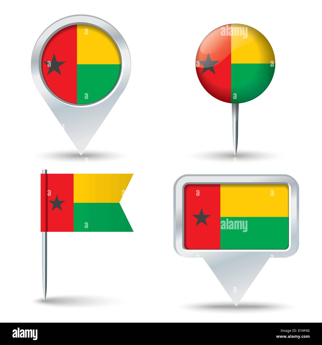 Karte-Pins mit Flagge von Guinea-Bissau-Vektor-illustration Stock Vektor