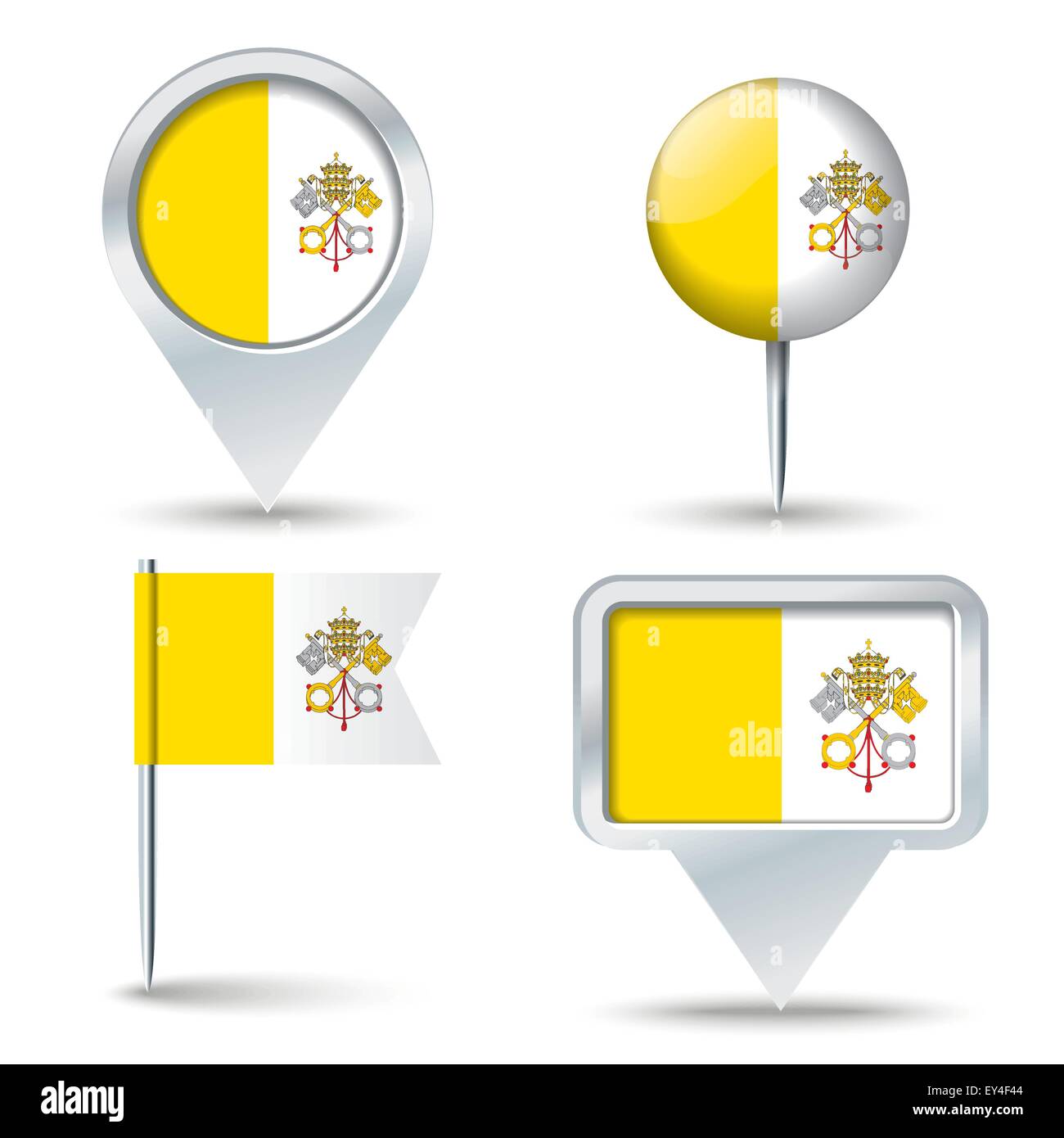 Karte-Pins mit Flagge von Heiliger Stuhl (Vatikanstadt) - Vektor-illustration Stock Vektor