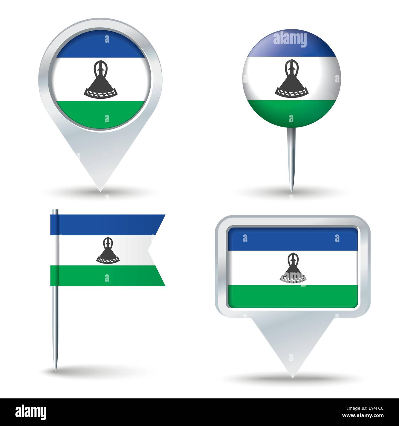 Karte-Pins mit Flagge von Lesotho - Vektor-illustration Stock Vektor