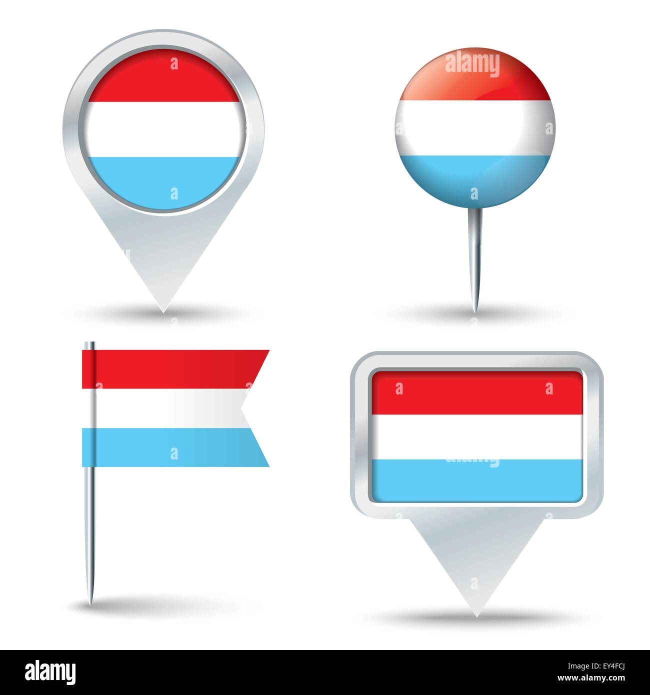Karte-Pins mit Flagge von Luxemburg - Vektor-illustration Stock Vektor