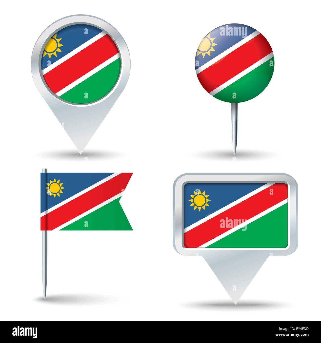 Karte-Pins mit Flagge von Namibia - Vektor-illustration Stock Vektor