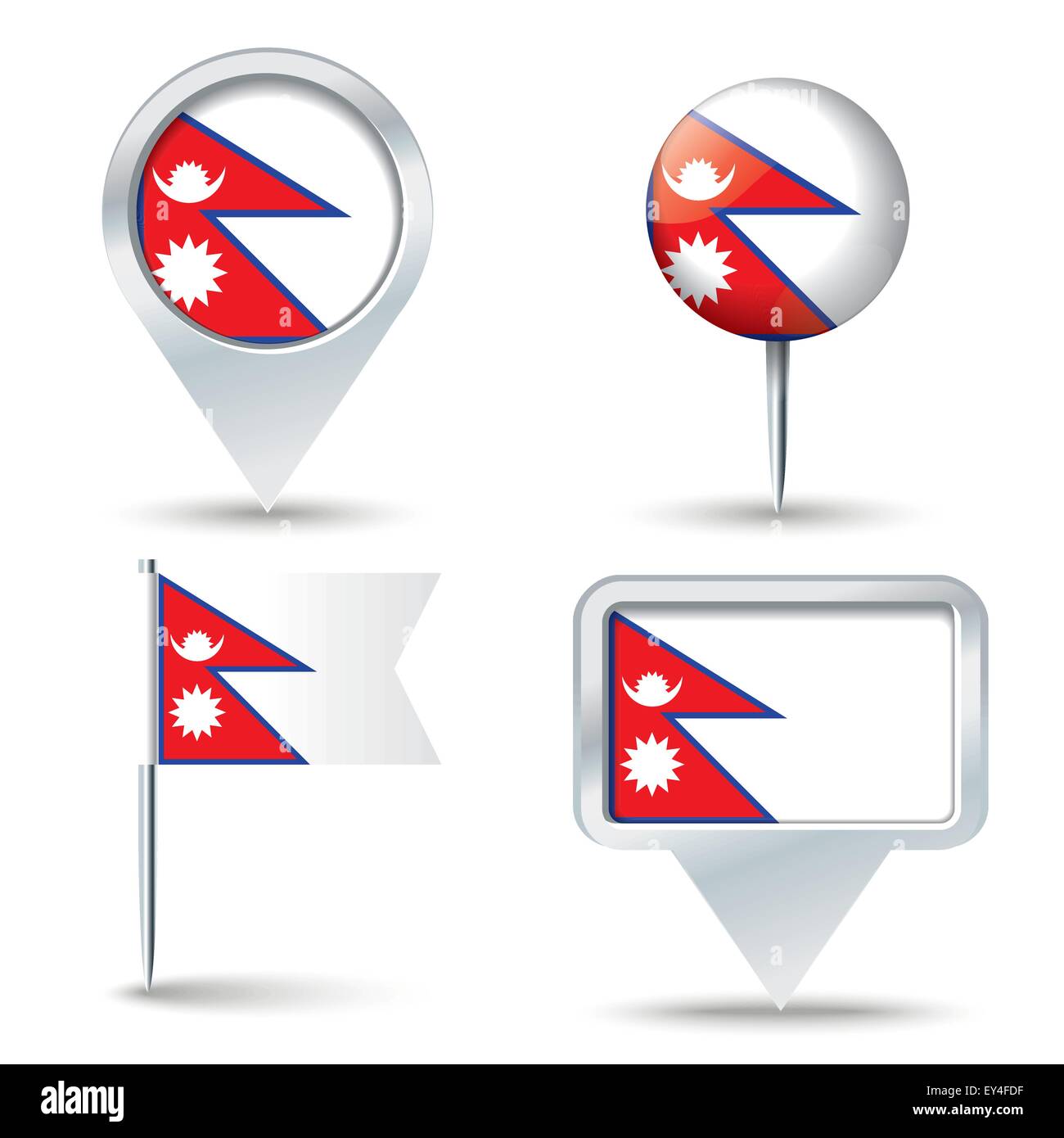 Karte-Pins mit Flagge von Nepal - Vektor-illustration Stock Vektor