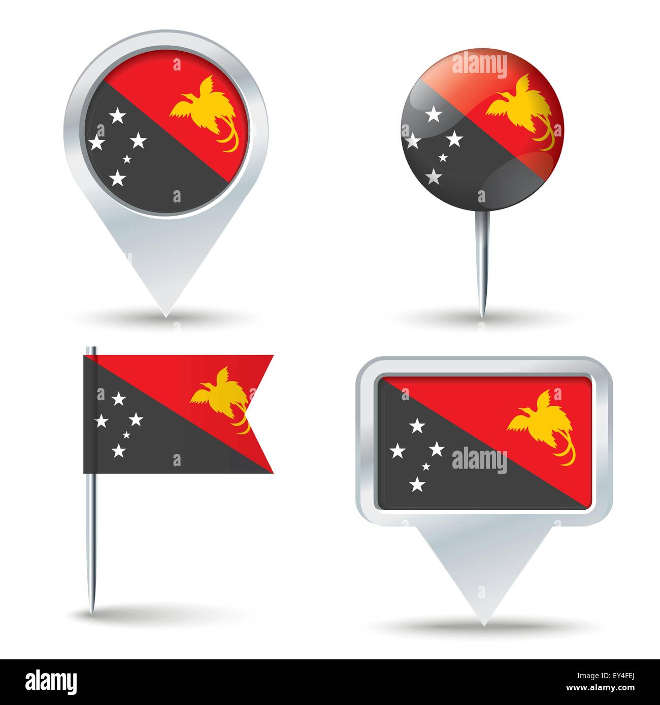 Karte-Pins mit Flagge von Papua-Neu-Guinea - Vektor-illustration Stock Vektor