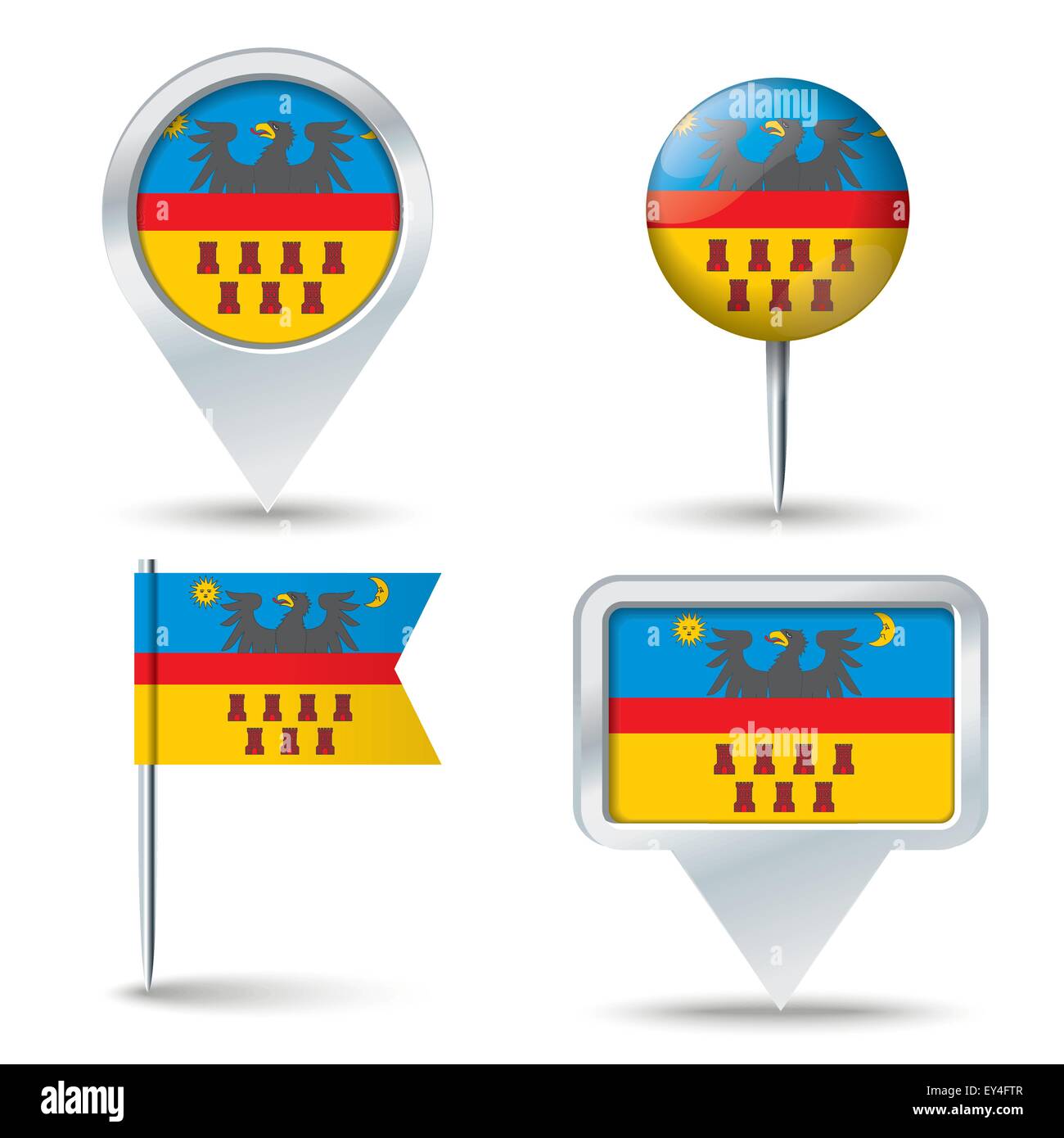 Karte-Pins mit Flagge von Siebenbürgen - Vektor-illustration Stock Vektor