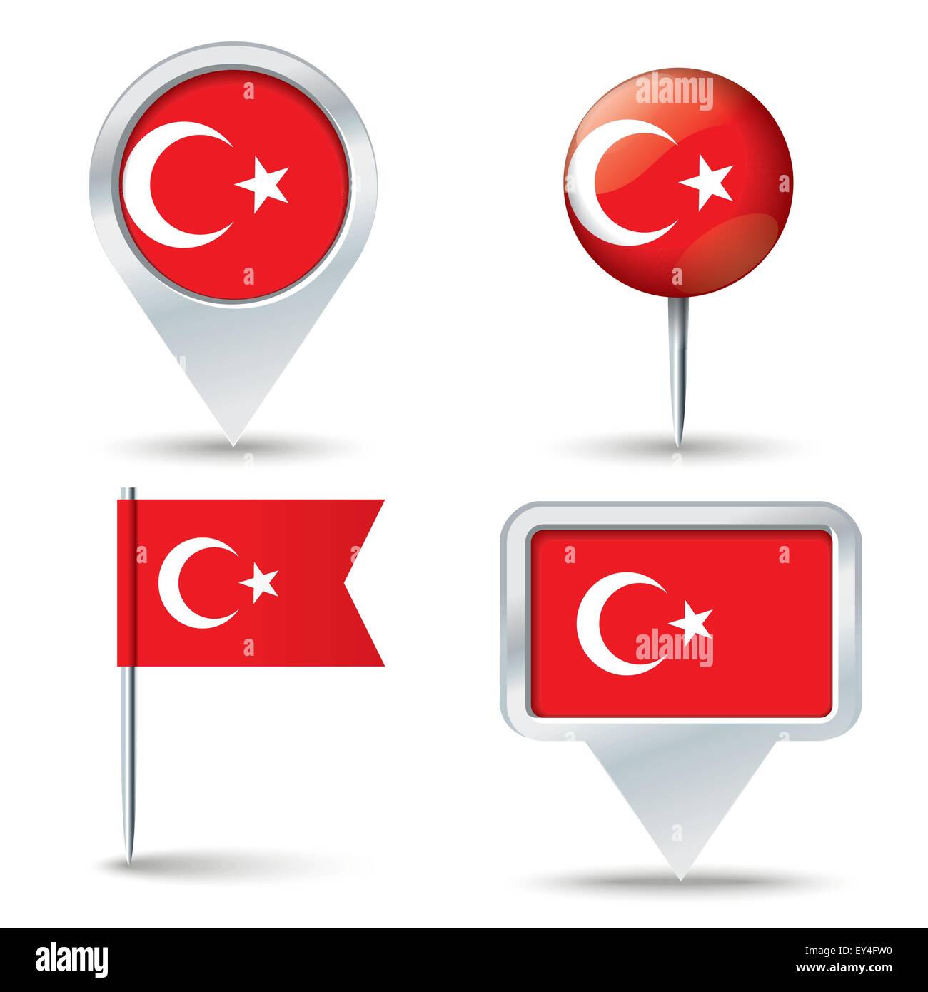 Karte-Pins mit Flagge der Türkei - Vektor-illustration Stock Vektor