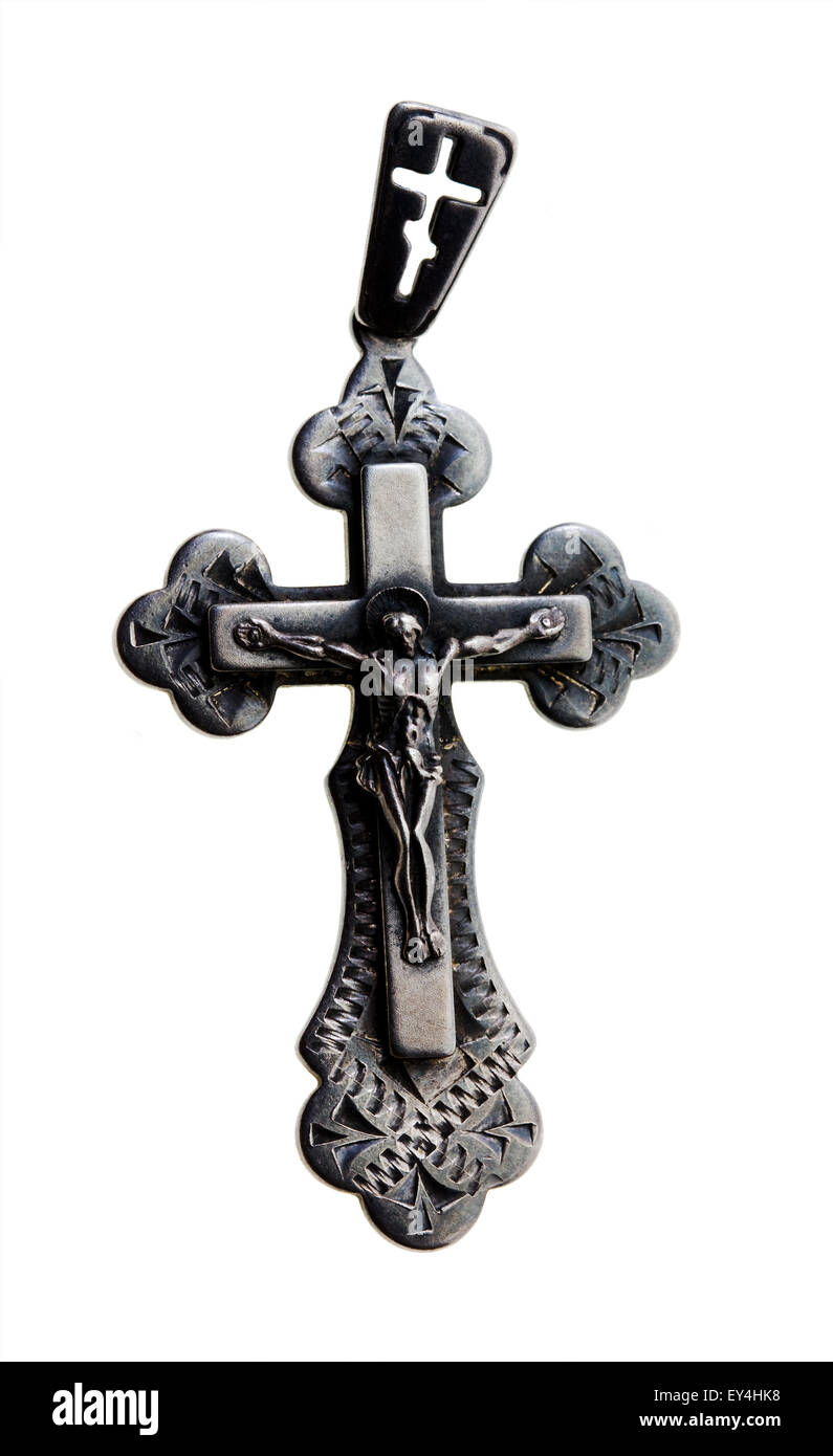 Hals-Silber Kreuz Stockfoto