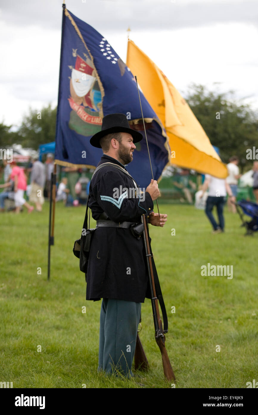 Unionssoldaten auf der Parade in die Nachstellung des amerikanischen Bürgerkriegs Stockfoto