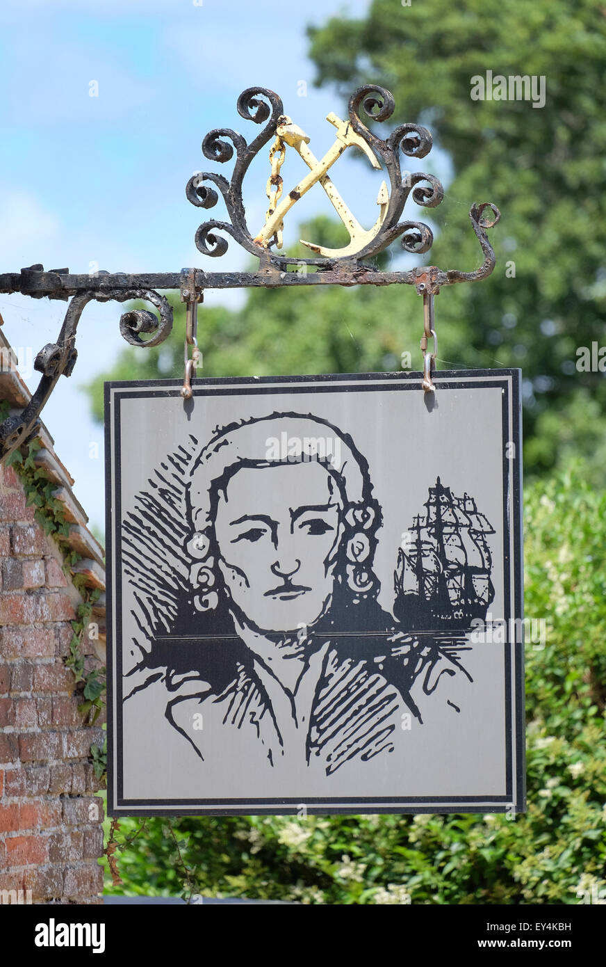 Schild des harten Master Builders Pub und Hotel im New Forest Hampshire UK Stockfoto