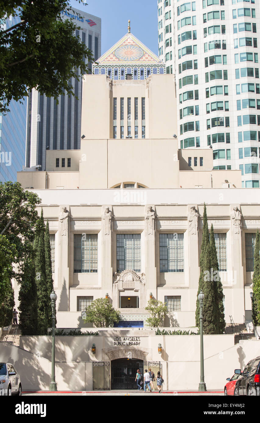 Blick auf Los Angeles Central Library. Stockfoto