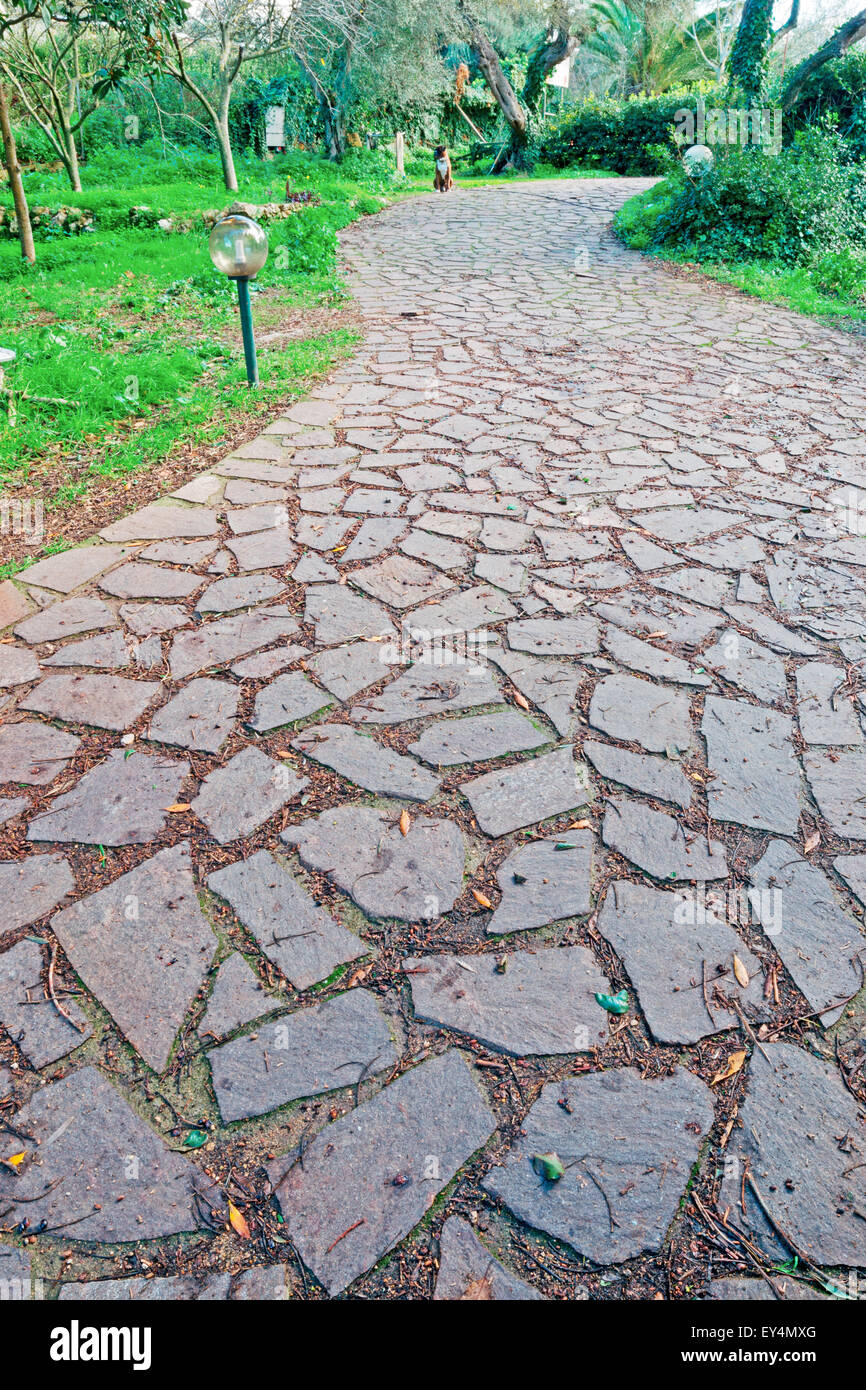 gehen Sie Weg mit Steinen in einem grünen Garten Stockfotografie Alamy