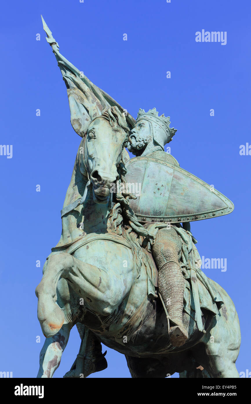 Statue von der Anführer des ersten Kreuzzugs, Gottfried von Bouillon, in Brüssel, Belgien Stockfoto