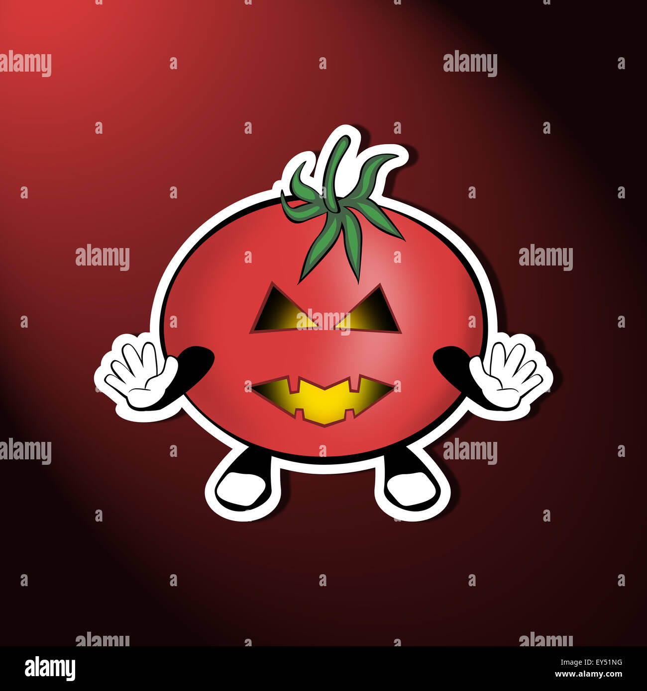 Unheimlich lustige Halloween-Tomaten Stockfoto