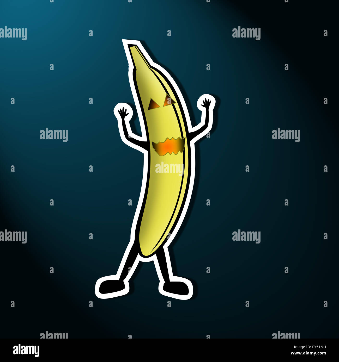 Unheimlich lustige Halloween-Banane Stockfoto
