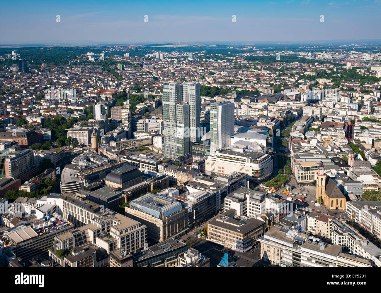 Palais Quartier und Zeil, Stadtzentrum, Blick vom Main Tower, Frankfurt Am Main, Hessen, Deutschland Stockfoto