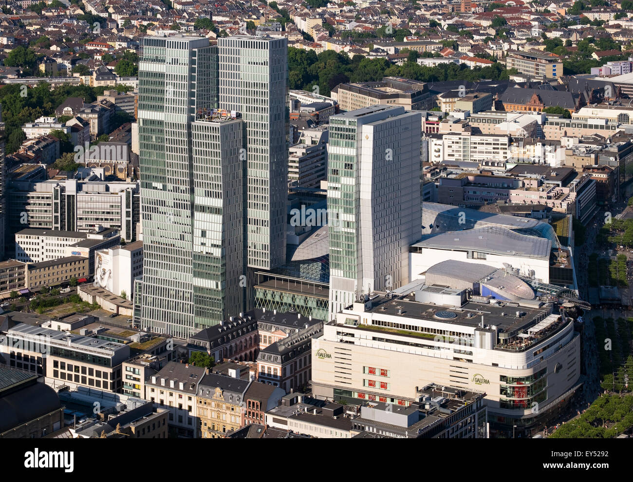 Palais Quartier und Jumeirah Hotel, Blick vom Main Tower, Frankfurt Am Main, Hessen, Deutschland Stockfoto