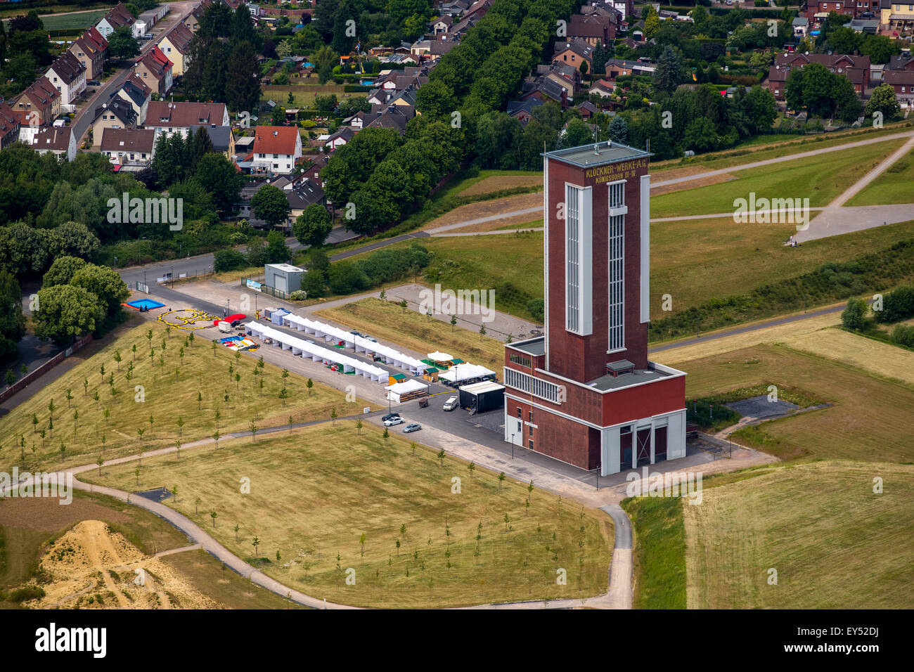 Zeche Königsborn Bönen Zeche, Ostpol, gelbe Markierung, Zeche Turm, Bönen, Ruhr District, North Rhine-Westphalia, Deutschland Stockfoto