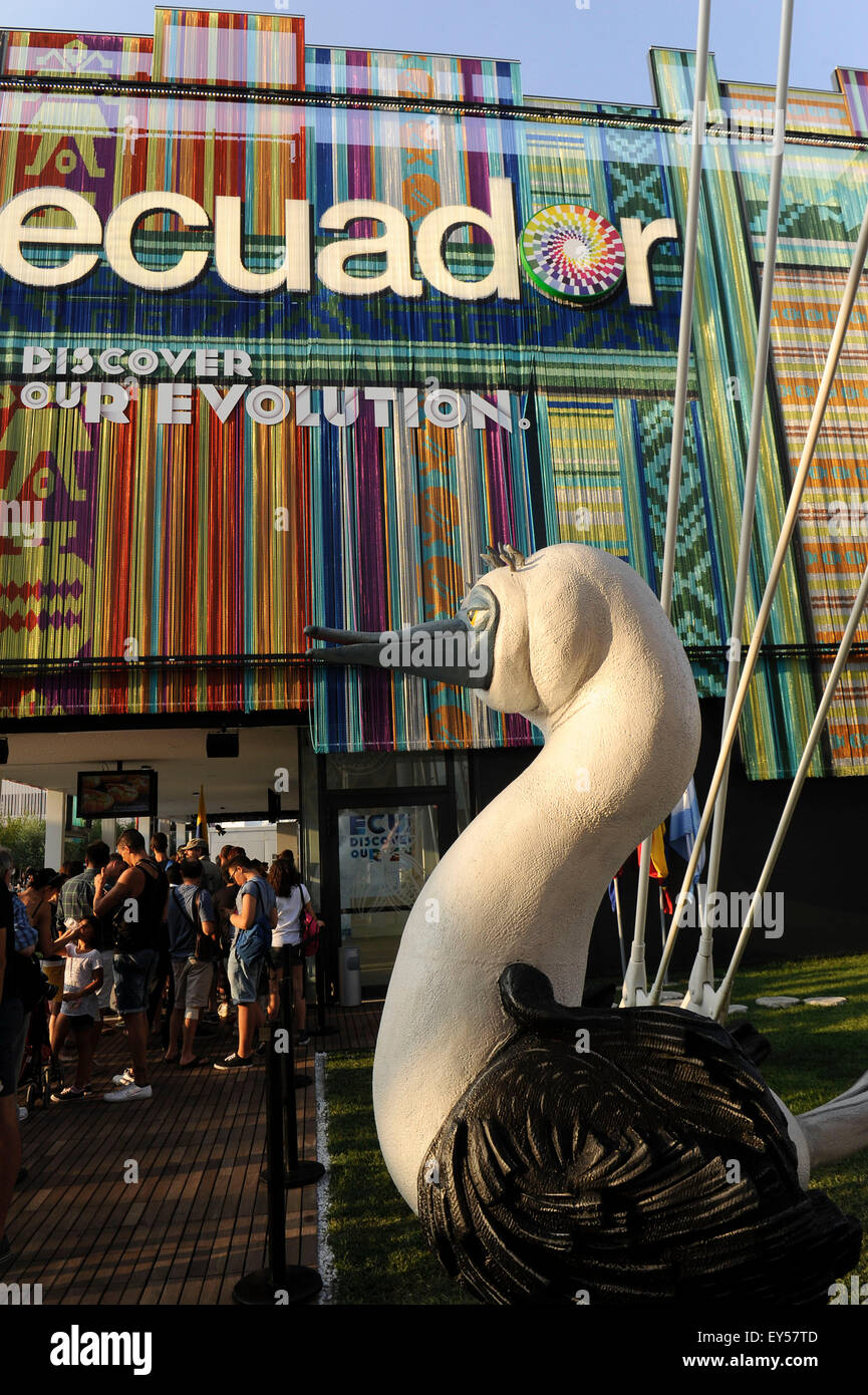 Italien-Mailand-Expo-Pavillon Ecuador, Outdoor-2015, Architektur, bauen, Bau, Europa, europäisch, Stadt, bunten, Veranstaltung, Stockfoto