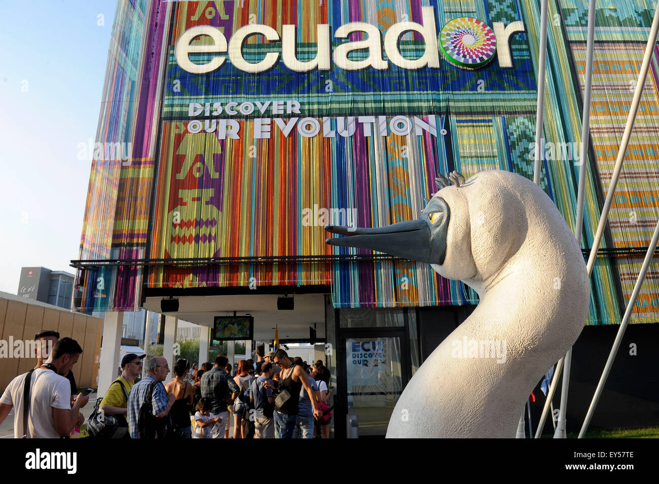 Italien-Mailand-Expo-Pavillon Ecuador, Outdoor-2015, Architektur, bauen, Bau, Europa, europäisch, Stadt, bunten, Veranstaltung, Stockfoto