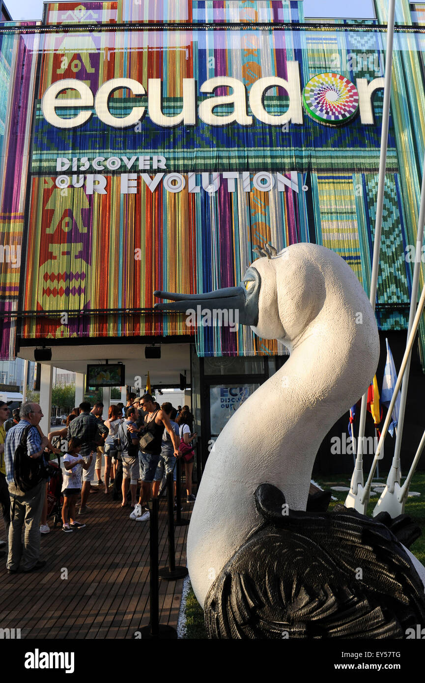 Italien-Mailand-Expo-Pavillon Ecuador, Outdoor-2015, Architektur, bauen, Bau, Europa, europäisch, Stadt, bunten, Veranstaltung, Stockfoto