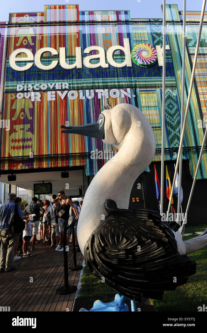 Italien-Mailand-Expo-Pavillon Ecuador, Outdoor-2015, Architektur, bauen, Bau, Europa, europäisch, Stadt, bunten, Veranstaltung, Stockfoto