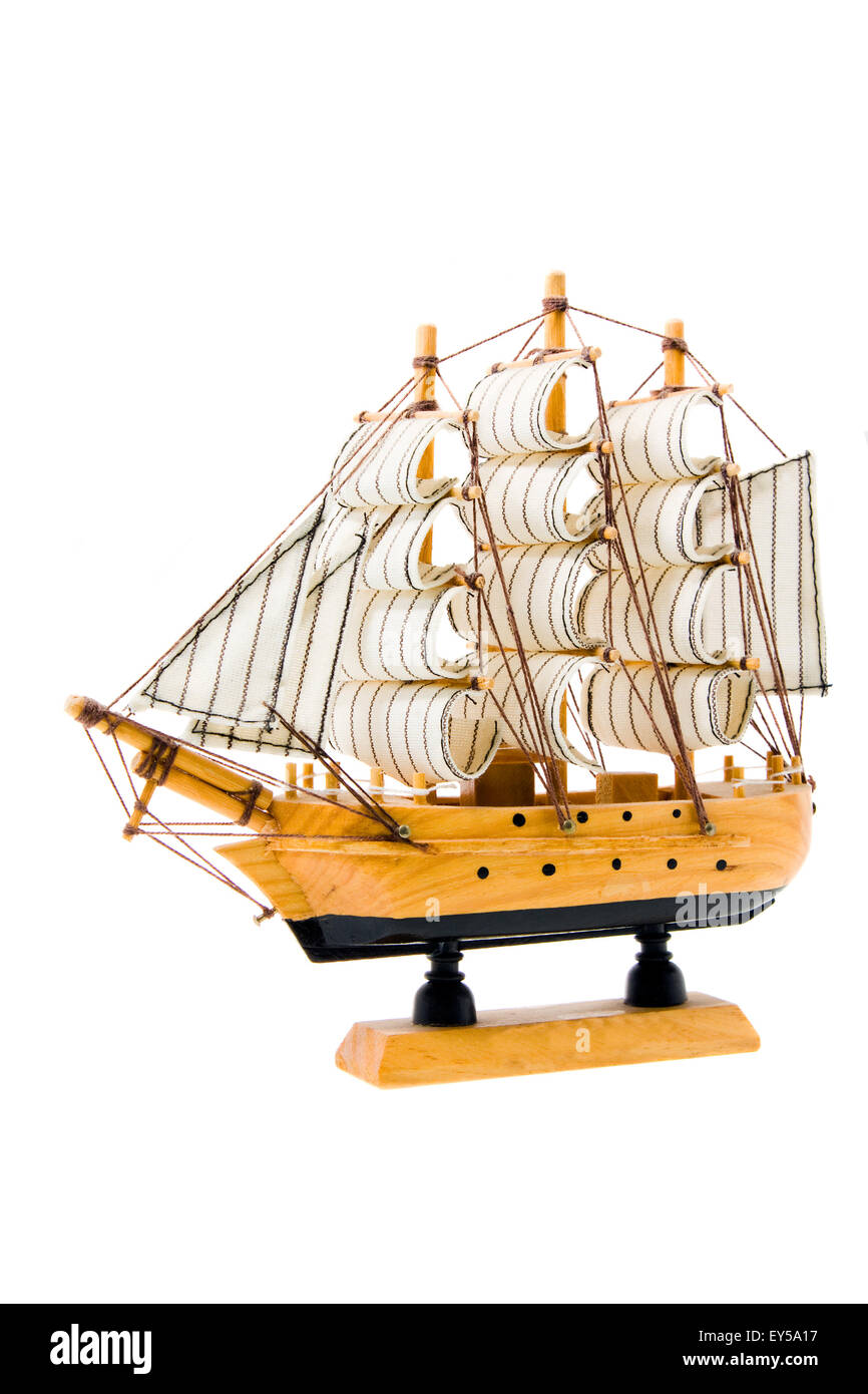 Modellschiff aus Holz Stockfoto