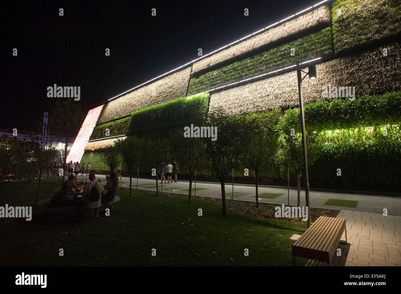 Italien Mailand Expo 2015 Pavillon Israele außerhalb und in der Nacht Stockfoto